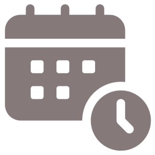 Calendar and clock icon on black background.
