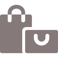 Shopping bag icons on black background.