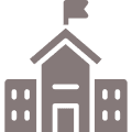 Icon of a school building with flag.