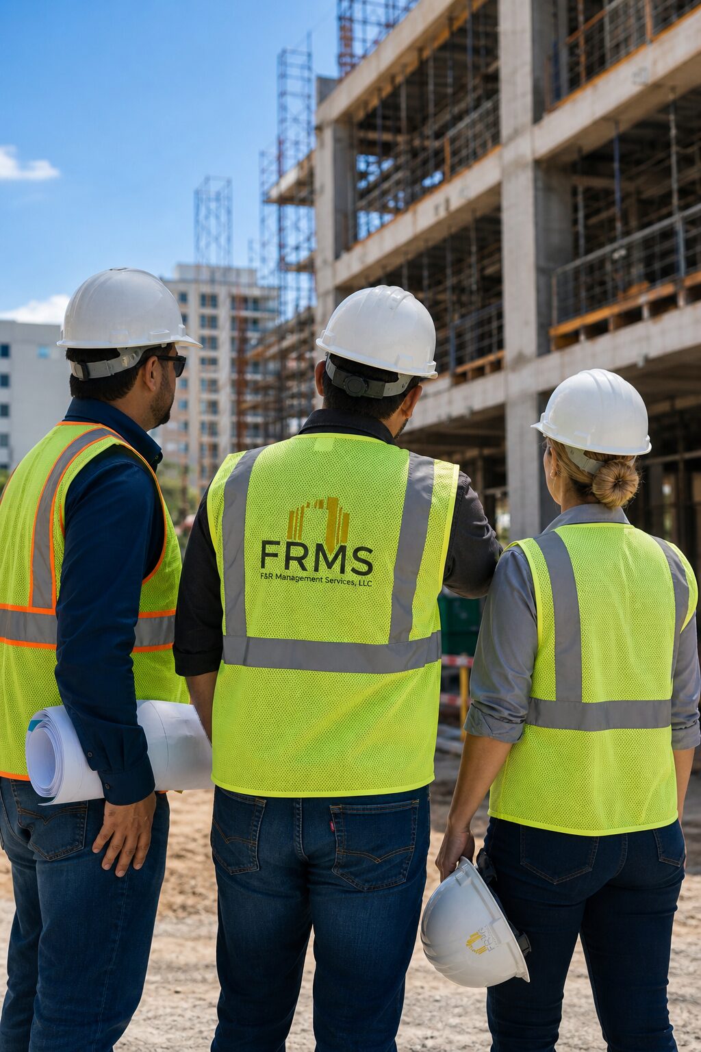 F&R Management Services operations team reviewing a construction project site in Puerto Rico.
